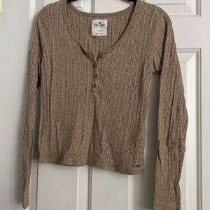 Hollister brown long sleeve shirt